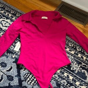 Aritzia Pink Collared Bodysuit